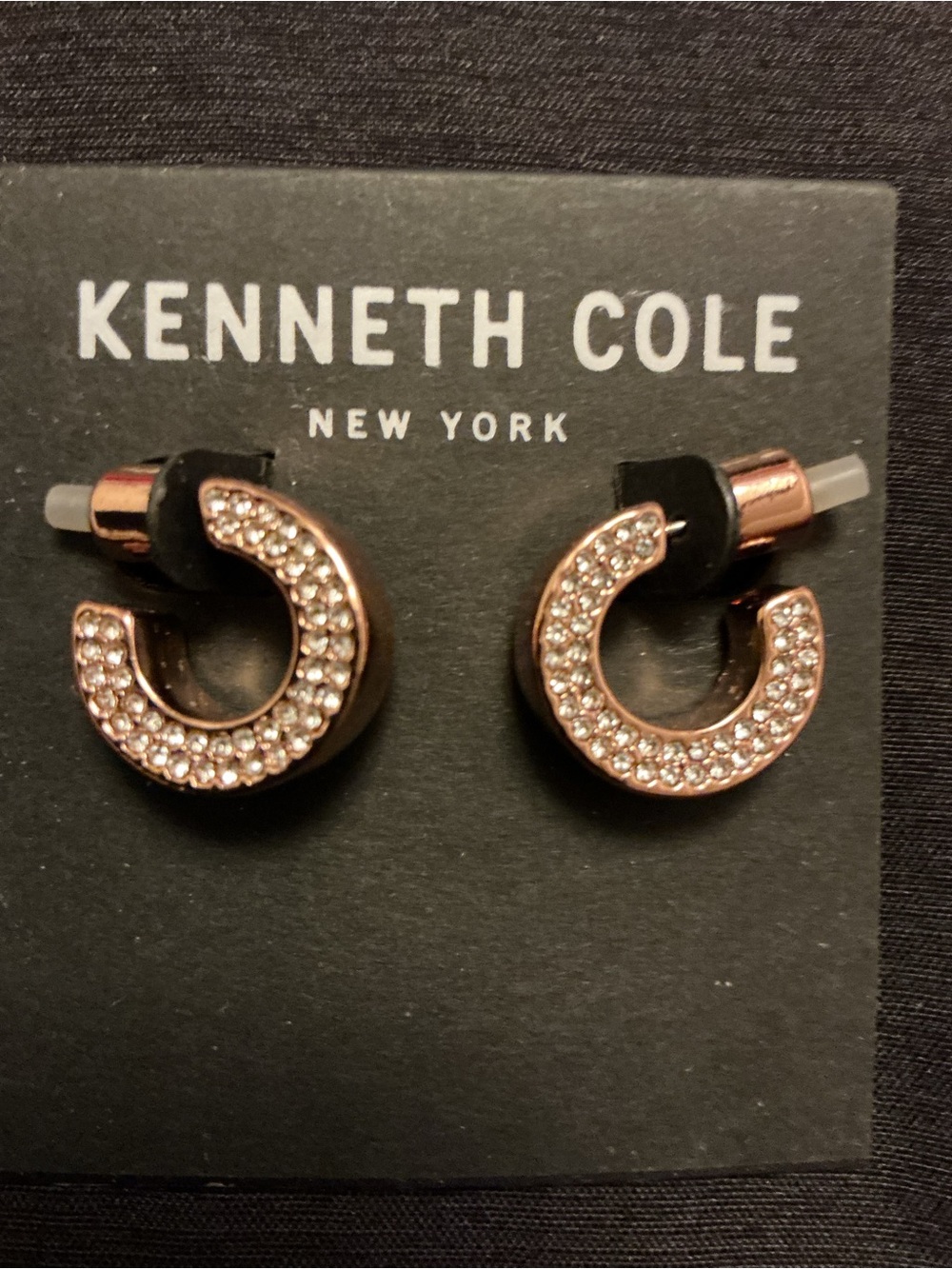 Kenneth Cole Rose Gold Crystal-Stud Hoop Earrings